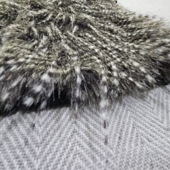 Mud Pie Faux Fur Feather Sweater Vest Black Gray Women's Medium Hook Closure - Picture 7 of 15